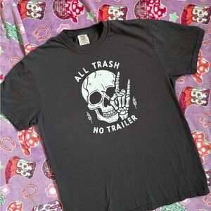 Black Graphic Tee with Skull Design